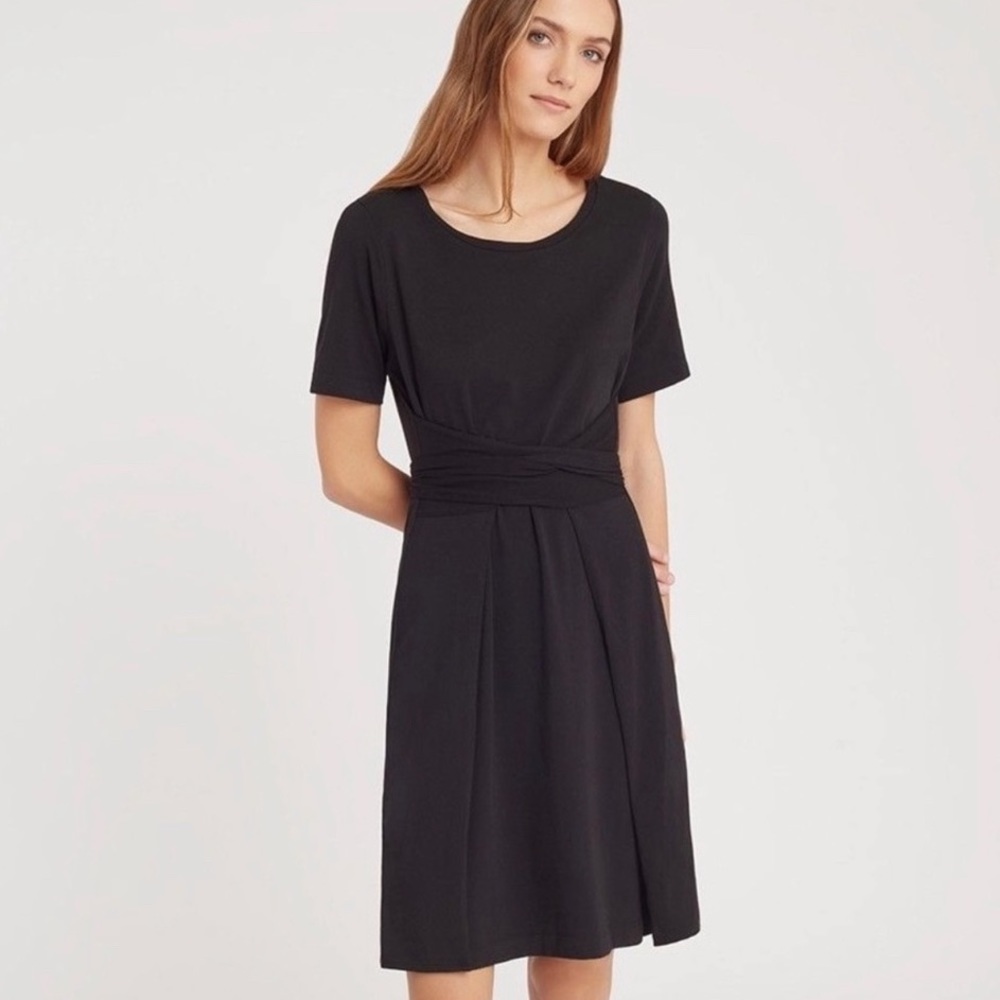 Cuyana Pima Cotton Blend Loose Wrap Tee Dress Size M